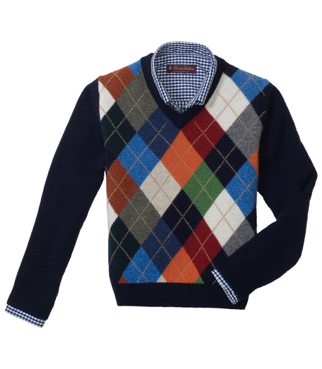 Lambswool v-neck. Ribbed neck. Fully fashioned. Hand wash or dry clean. Imported.