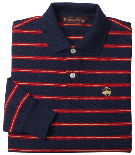 Performance pique. Long sleeve polo. Finished with our signature performance treatment to enhance shape retention and resistance to shrinking, fading and pilling. Embroidered tonal chest logo. Side vents. Extended back hem. Machine wash. Imported.
