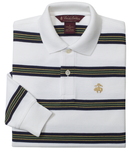 Performance pique. Long sleeve polo. Finished with our signature performance treatment to enhance shape retention and resistance to shrinking, fading and pilling. Embroidered tonal chest logo. Side vents. Extended back hem. Machine wash. Imported.