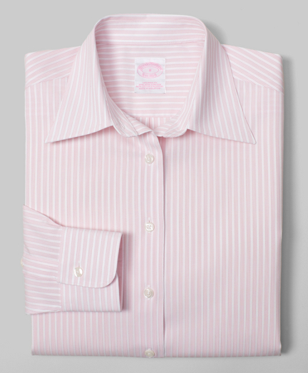 Tailored fit, our slimmest silhouette, woven in cotton specially treated to remain virtually wrinkle-free, with a touch of  DOW XLA for stretch. Button-down collar and shirred barrel cuffs. Traditional placket, slightly longer shirttail and pucker-free seams. Front and back darts. Machine wash. Imported.