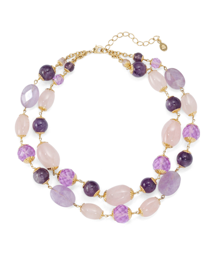 Amethyst Rose Quartz Two-Row Necklace