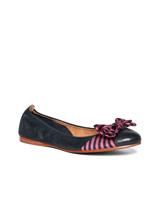 Silk Bow Ballet FlatsNavy-Pink Navy-Pink