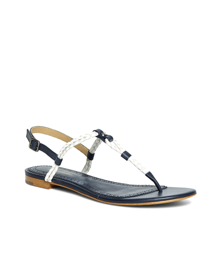 Navy-White Braided Calfskin Sandals- Originally $168.00, now $33.60