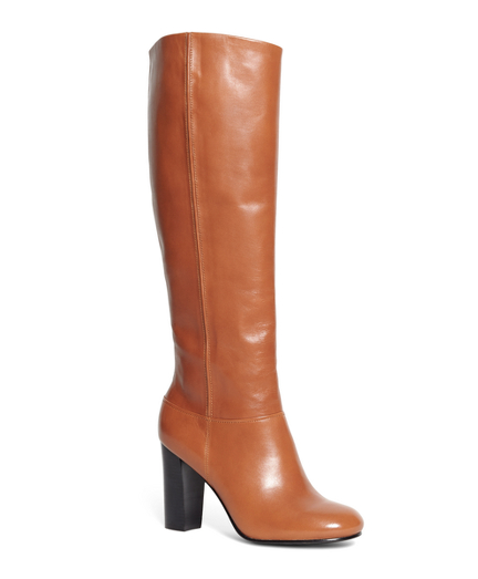 cognac high heel boots
