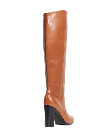 cognac high heel boots