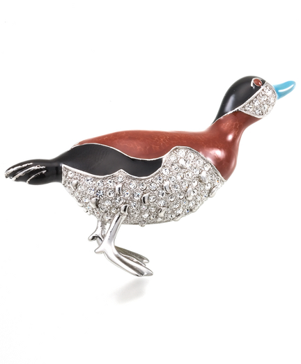 Sterling silver. Imitation rhodium plating. Part of the Brooks Brothers-Audubon Society collaboration collection. Design inspired from Audobon's "Birds of America" collection. Pin features Ruddy Duck. Presented in a beautiful gift box. Imported.