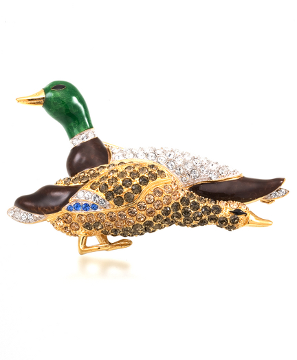 Sterling silver. Rhodium plating. Part of the Brooks Brothers-Audubon Society collaboration collection. Design inspired from Audobon's "Birds of America" collection. Pin features double mallards. Presented in a beautiful gift box. Imported.