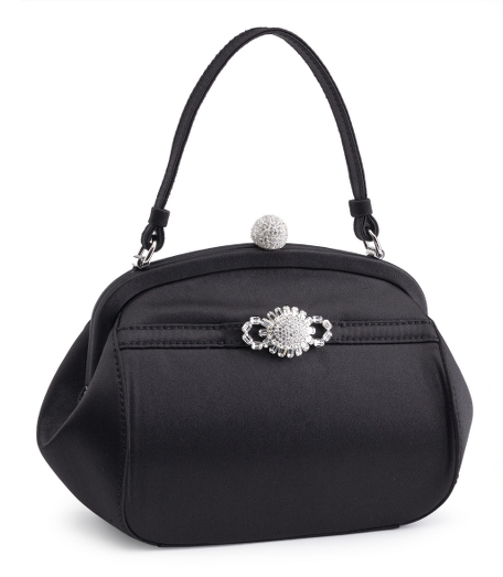 Rhinestone snap and detail. 7 1/2" x 6 1/2" x 2 3/4". Imported.