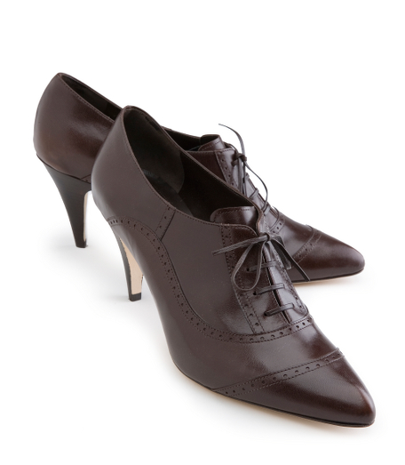 Calfskin. Leather lining and sole. 2" stacked heel. Perforated trim detail. Made in Italy.