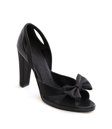 Satin lining. Leather sole. 4" satin covered heel. Open-toe. Made in Italy.