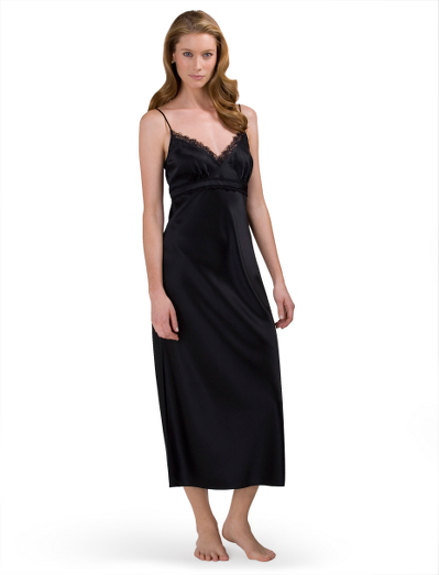 Silk/Spandex. Feminine, elegant, stretch silk for perfect fit. Lace details.  Hand wash, line dry. Imported.