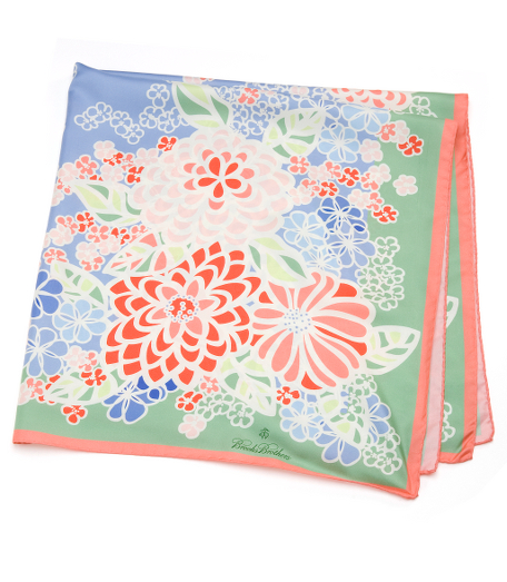 Silk twill.  Machine hand rolled hem. 36" x 36". Dry clean. Made in Italy. Presented in a gift box.