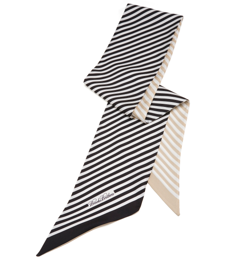 Silk twill. Reversible stripe pattern. Bias cut. 6" x 58". Made in Italy. Presented in gift box. Made in Italy.