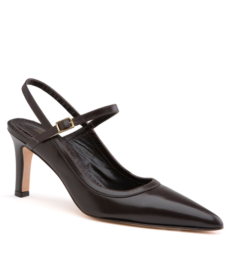 Calfskin. Leather lining and sole. Stacked 3" heel. Made in Italy.