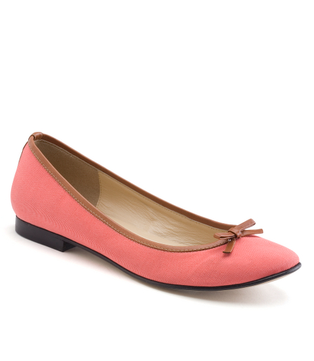 Grosgrain. Leather lining and sole. Stacked 1/4" heel. Made in Italy.