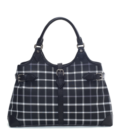 Signature tattersall in polyester with genuine calfskin handles. Golden Fleece logo stud detailing. Detailed with silver-tone hardware. Lined in moire. Interior zipper pockets and cell phone pocket. 16" x 10 1/2" x 5". Imported.