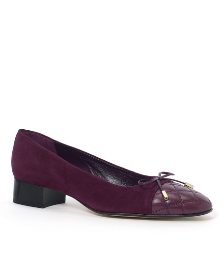 Leather and suede uppers with leather lining and sole. 1" heel. Made in Italy.