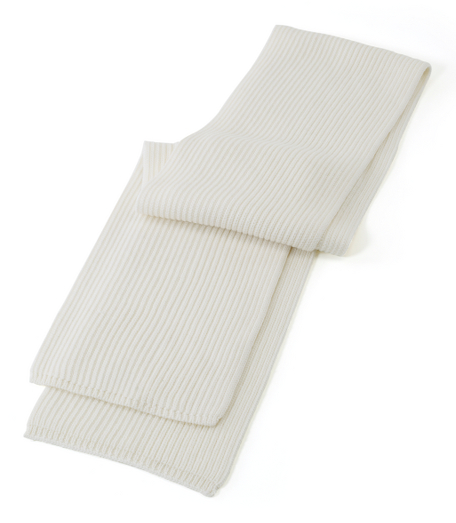 Pure merino wool with teflon finish to provide a barrier preventing moisture absorption. Ribbed knit. 72" x 17". Dry clean. Imported.
