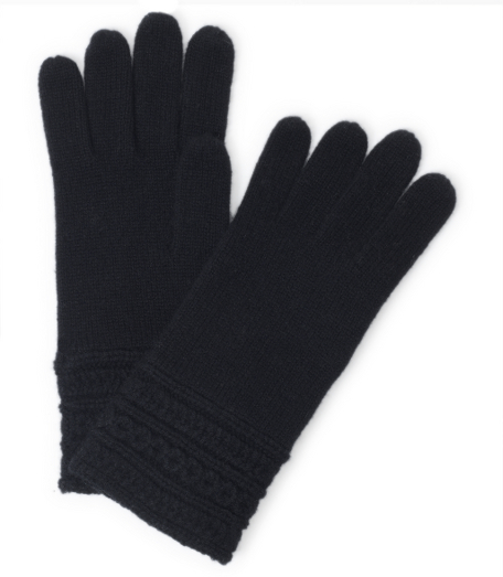 Soft wool and cashmere blend. Seed and cable stitch pattern. 3-button length extends 3" below wrist. Dry clean. Imported.