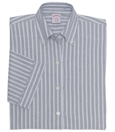 Pure cotton flannel. Inspired by our men's button-down shirt. Button-down front and collar. Three-quarter sleeve, traditional shirttail and center back pleat. Presented in an organza bag embroidered with Brooks Brothers script logo. Machine wash. Imported.