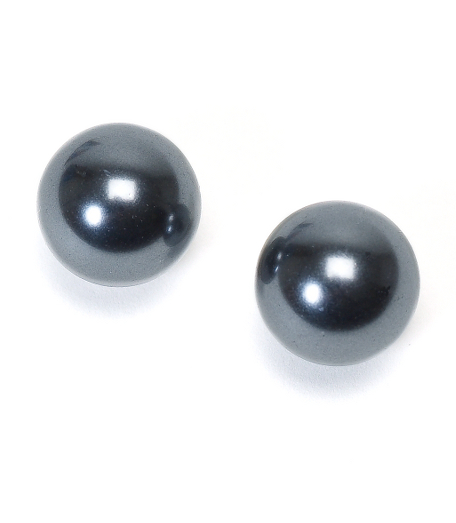 Black glass pearl 10mm earrings with 14k gold post. Presented in a gift box. Imported.