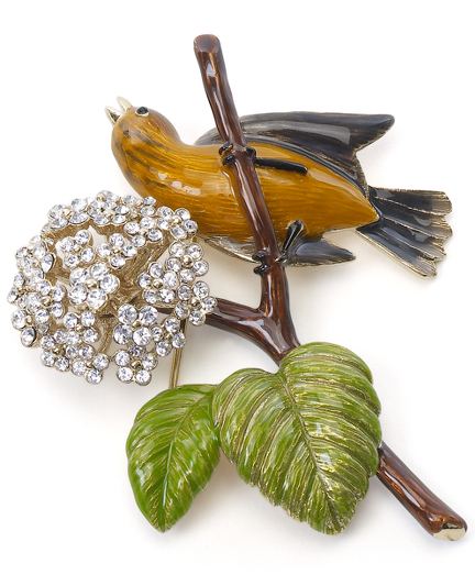 Part of the Brooks Brothers-Audubon Society Collaboration Collection design inspired from Audubon's"Birds of America" Collection.  Sterling silver with rhodium plating and Austrian crystals. Gift boxed. Imported.