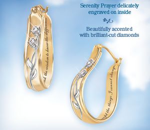 Serenity Prayer Sterling Silver Religious Diamond Earrings