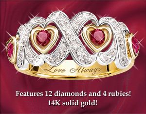 Hearts And Kisses Ruby And Diamond Ring
