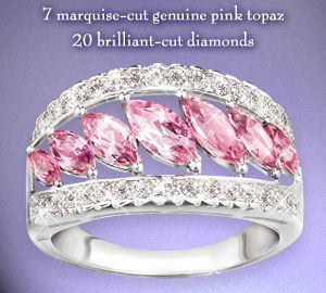 Starlight Elegance Pink Topaz & Diamond Ring