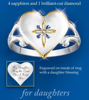My Blessed Daughter Diamond and Sapphire Ring