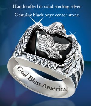 Click here to buy The American Eagle Men's Sterling Silver Ring by The Bradford Exchange.