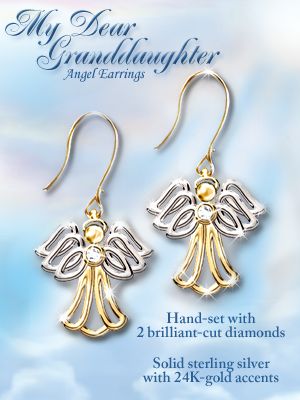 My Dear Granddaughter Angel Earrings