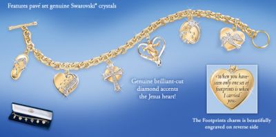Footprints In The Sand Devotion Charm Bracelet Jewelry - Footprints in the Sand Charm Bracelet Lets You Wear Your Faith Every Day and Makes an Inspirational Gift! Exclusive!