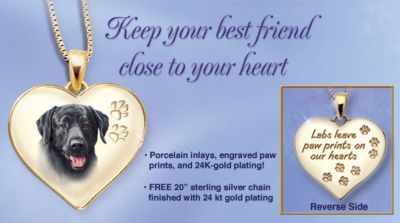 Keepsake Black Lab Dog Pendant - Black Lab Jewelry Keeps Your Best Friend Close! Exclusive Heart Shaped Pendant - Dog Themed Jewelry Youll Cherish!