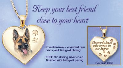 Keepsake German Shepherd Dog Pendant - German Shepherd Jewelry Keeps Your Best Friend Close! Exclusive Heart Shaped Pendant - Dog Themed Jewelry Youll Cherish!