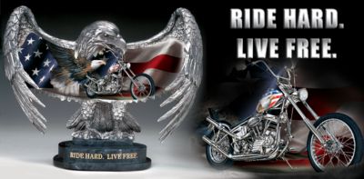 Ride Hard, Live Free Eagle Figurine - Eagle Figurine Captures the Thrill of a Motorcycle on the Open Road! Limited-edition Collectible Tribute to Freedom!
