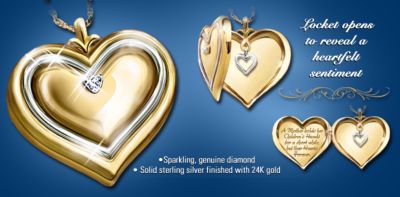 A Mothers Love Heart Shaped Diamond Locket Pendant - Unique Mothers Day Gift Idea! Sterling Silver Diamond Heart Pendant Celebrates the Blessing of Motherhood!