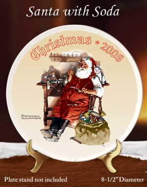 The Bradford Exchange Norman Rockwell Christmas 2008 Santa With Soda Collector Plate