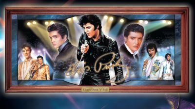 The King Of Rock & Roll Stained Glass Illuminated Wall Decor Art