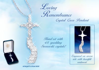 Sterling Silver Sympathy Cross Pendant Necklace - Fine Swarovski&reg; Crystal Sterling Silver Cross Pendant Gently Eases Your Heart. Exclusive, Thoughtful Bereavement Jewelry