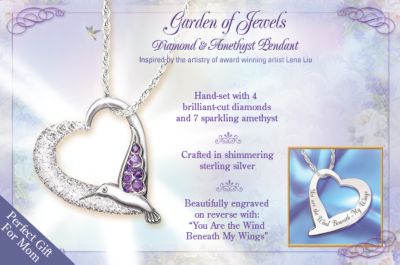 Lena Liu Garden Of Jewels Diamond And Amethyst Pendant Necklace - Inspiring Hummingbird Jewelry Invites the Beauty of Nature into Your Life! Exclusive Original Design by Artist Lena Liu!