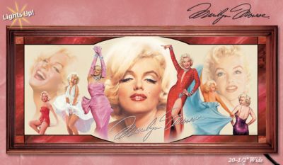 Marilyn Monroe Collectible Stained Glass Wall Decor Art - Illuminating Marilyn Monroe Collectible Stained-Glass Panorama Sizzles with MARILYN Images! Exclusive Wall Decor