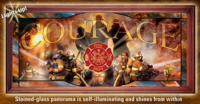 Click here to buy Courage Firefighter Stained Glass Wall Decor Art by The Bradford Exchange.