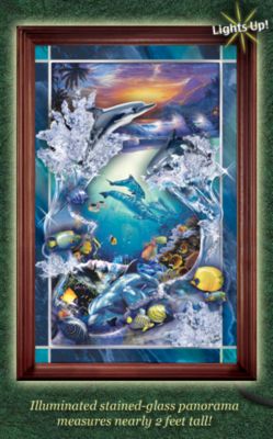 The Bradford Exchange Dolphin Wall Decor Art Stained Glass: Illuminations of Paradise