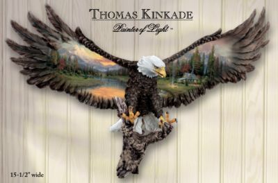 Thomas Kinkade Evening Majesty Bald Eagle Wall Decor - Thomas Kinkade Collectible American Bald Eagle Sculpture an Ideal Canvas for His Landscape Art in a Bald Eagle Wall Decor Art