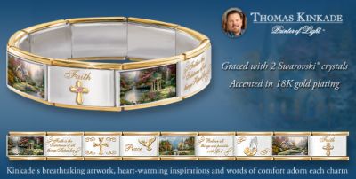 Thomas Kinkade Faiths Inspiration Italian Charm Bracelet: Religious Jewelry Gift - Exclusive Thomas Kinkade Italian Charm Bracelet Is a Joy You Can Wear and a Stunning Inspirational Religious Jewelry Gift!