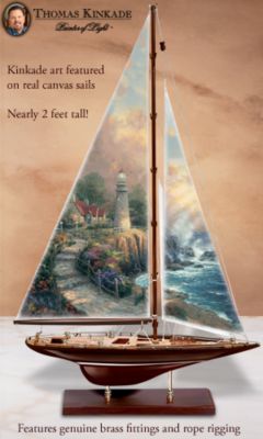 The Bradford Exchange Thomas Kinkade Sea Of Tranquility Collectible Wooden Sailboat Replica