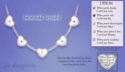 My Daughter, I Wish You Heart-Shaped Necklace - Exclusive Sterling Silver Plated Heart-shaped Necklace with Swarovski® Crystals is a Heartfelt Wishes Gift for Daughters!