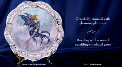 Amy Brown Night Fairy Fantasy Art Collector Plate: Imagine - Exclusive Amy Brown Night Fairy Fantasy Art Collector Plate Enchants Day and Night! Sparkling Platinum, Simulated Gems!