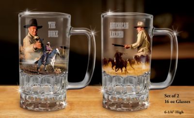 Commemorative John Wayne An American Legend Glass Mug Memorabilia Collection: Set One - Collectible John Wayne&reg; Glass Mugs Toast 100 Years with The Duke! Exclusive Commemorative John Wayne Memorabilia!